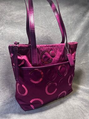 Coach Signature Sequin Satin Tote